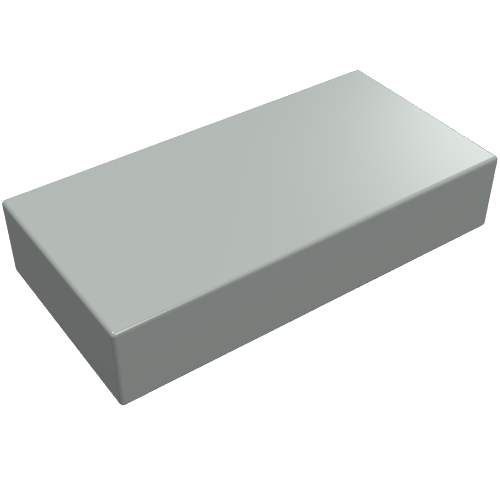 Tile 1 x 2 without Groove (Light Gray)