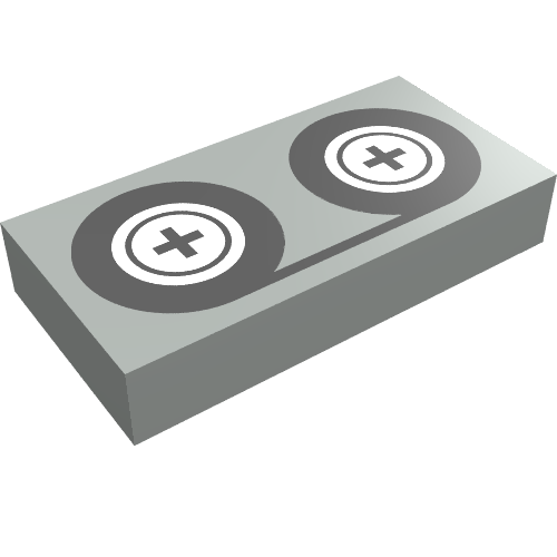 Tile 1 x 2 with Video Tape and Reels Print (Light Gray)