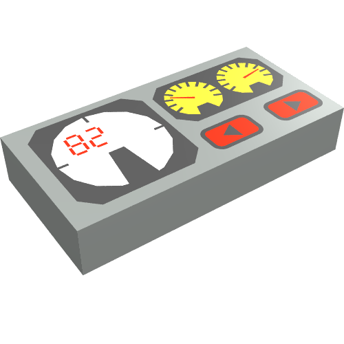 Tile 1 x 2 with Red 82, Yellow and White Gauges Print (Light Gray)