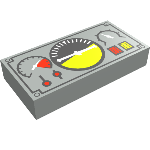 Tile 1 x 2 with Avionics Black and Green Print (Light Gray)