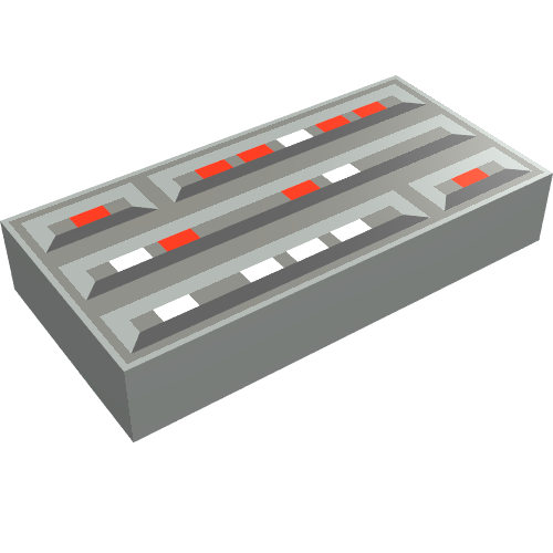 Tile 1 x 2 with Stylised Computer Console Print (Light Gray)