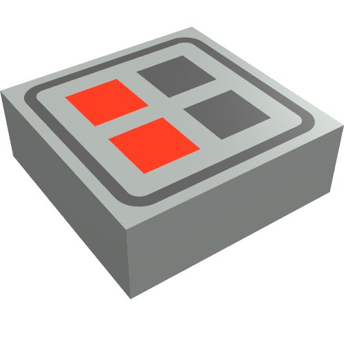 Tile 1 x 1 with Red and Black Buttons Print (Light Gray)