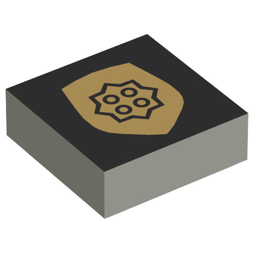 Tile 1 x 1 with Gold Badge Print (Light Gray)