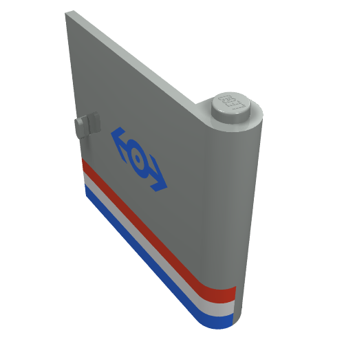 Door 1 x 5 x 4 Right with Red/White/Blue Stripe & Blue Train Logo Print (Light Gray)