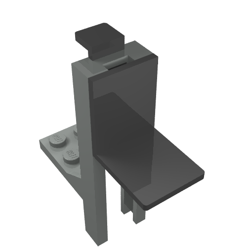 Forklift Mast and Carriage 2 x 2 Plate and Black Fork (Complete Assembly) (Light Gray)
