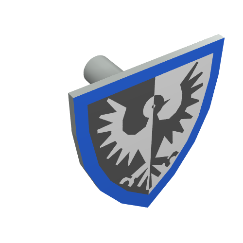 Shield Triangular with Black Falcon and Blue Border Print (Light Gray)