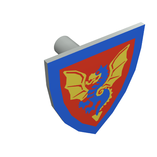 Shield Triangular with Blue Dragon Print (Light Gray)