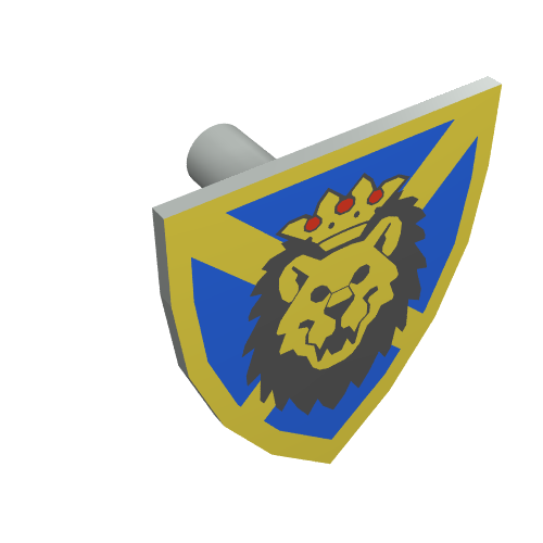 Shield Triangular with Lion Head, Blue and Yellow Print (Light Gray)