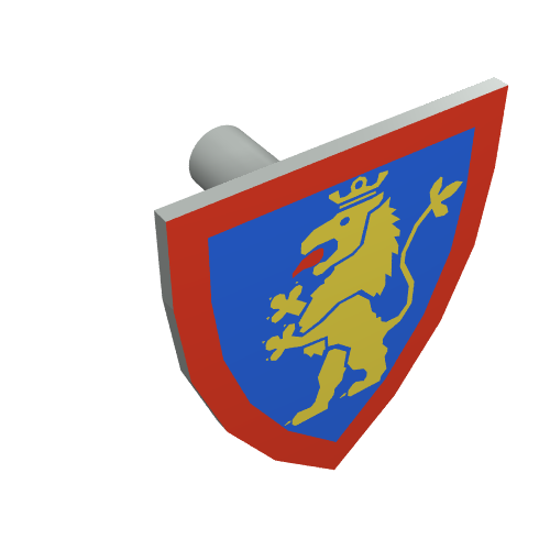 Shield Triangular with Lion Standing Yellow, and Blue Background Print (Light Gray)