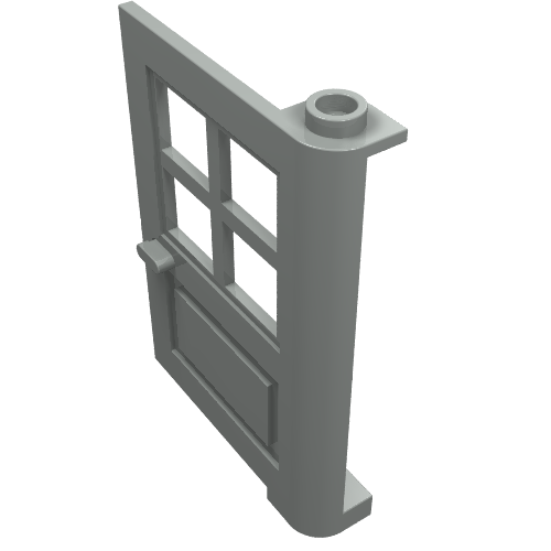 Door 1 x 4 x 5 with 4 Panes, Squared Base (Light Gray)