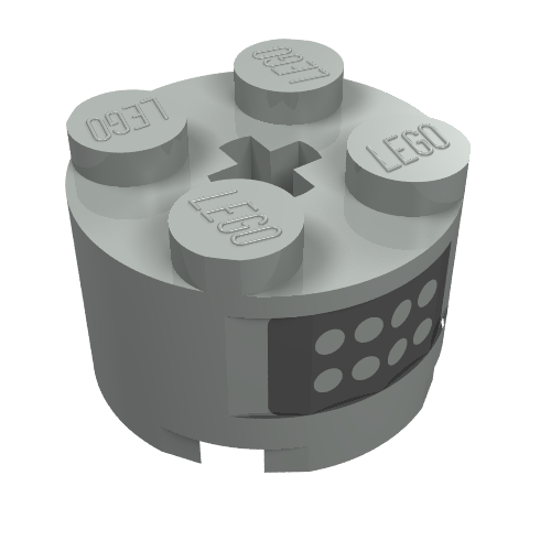 Brick Round 2 x 2 with Buttons on Black Panel Print on Two Sides (Light Gray)
