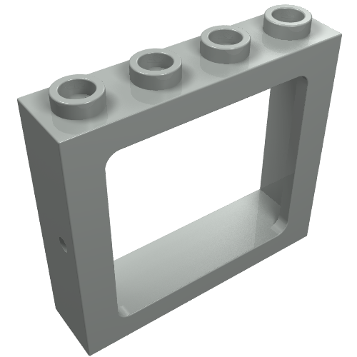Window 1 x 4 x 3 Train with All Studs Hollow (Light Gray)
