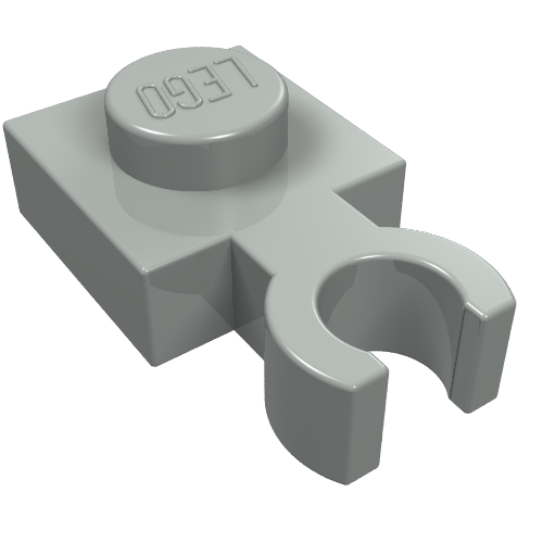 Plate Special 1 x 1 with Clip Vertical [Thin Open O Clip] (Light Gray)