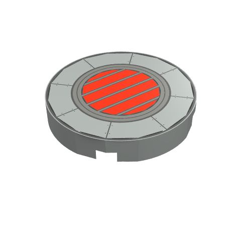 Tile Round 2 x 2 with Podracer Vent Print (Light Gray)