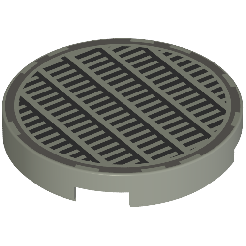 Tile Round 2 x 2 with Fine Mesh Grill Print (Light Gray)