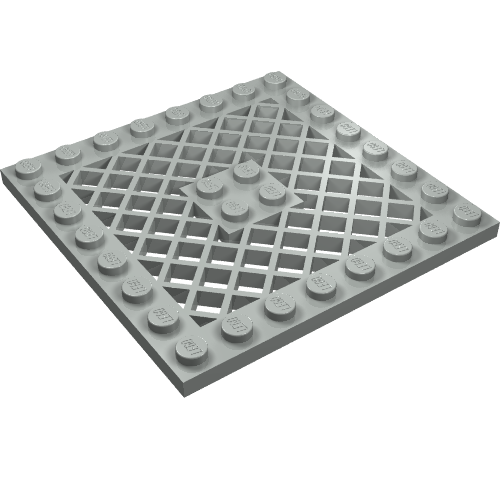 Plate Special 8 x 8 with Grille [No Hole in Center] (Light Gray)