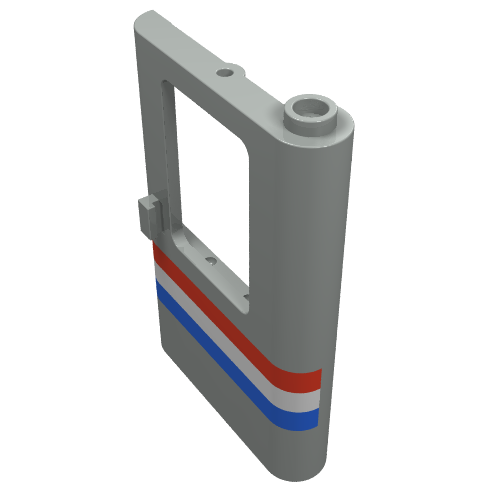 Door 1 x 4 x 5 Train Right with Red/White/Blue Stripe Print (Light Gray)