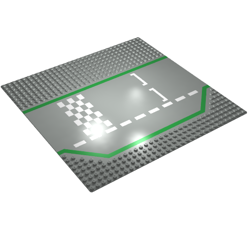 Baseplate 32 x 32 Wide Road, 9-Stud with 3 Lane Race Track Checker Print (Light Gray)