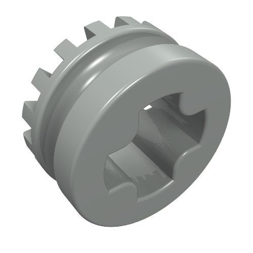 Technic Bush 1/2 Toothed Type I [+ Opening] (Light Gray)