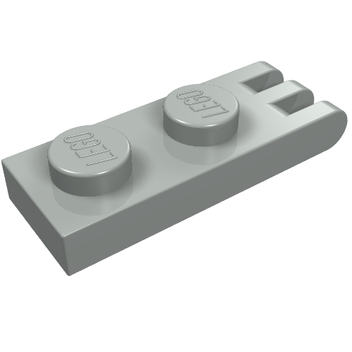 Hinge Plate 1 x 2 with 3 Fingers [Solid Studs] (Light Gray)