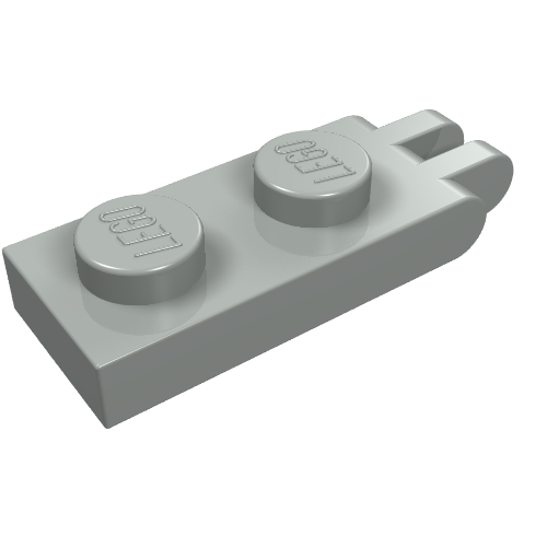 Hinge Plate 1 x 2 with 2 Fingers and Solid Studs (Light Gray)