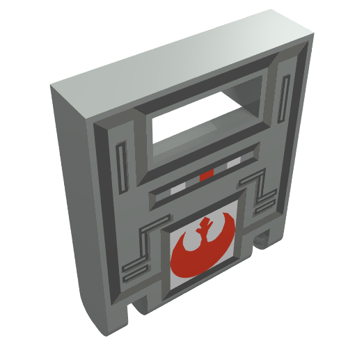 Box 2 x 2 x 2 Door with Slot and Red Rebel Logo Print (Light Gray)