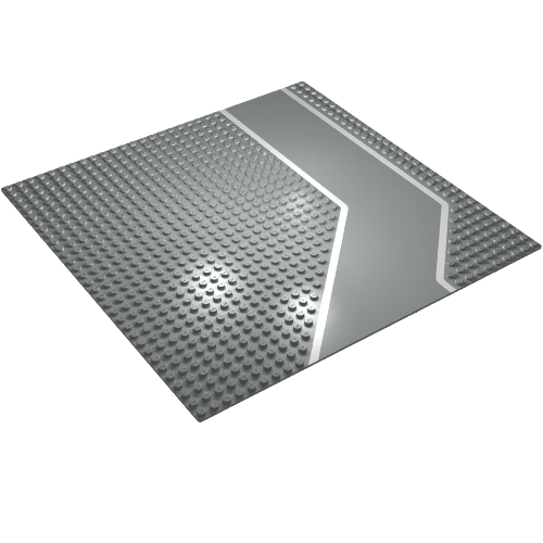 Baseplate 32 x 32 with 9-Stud Angled Driveway / Road with White Lines Print (Light Gray)