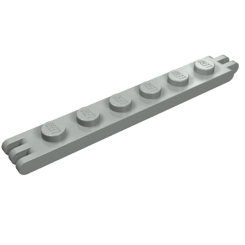 Hinge Plate 1 x 6 with 2 and 3 Fingers On Ends (Light Gray)