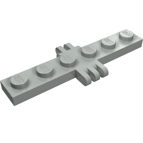 Hinge Plate 1 x 6 with 2 and 3 Fingers On Sides (Light Gray)