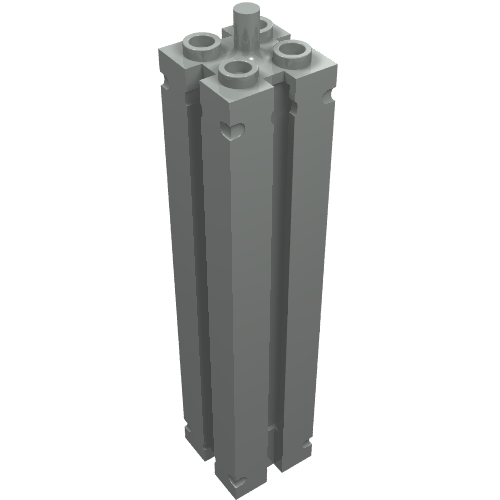 Support 2 x 2 x 8 with Grooves, Smooth On All Sides, Top Peg (Light Gray)