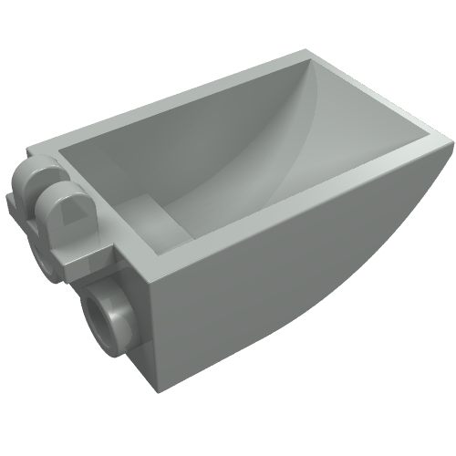 Construction Vehicle Bucket 2 x 3 Curved Bottom, Hollow, with Hinge 2 Fingers (Light Gray)
