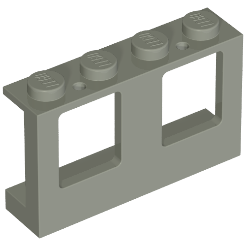 Window 1 x 4 x 2 Plane, Solid Studs (Light Gray)