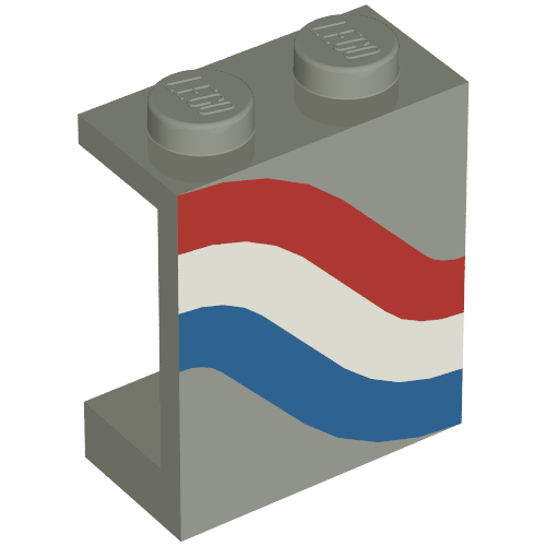 Panel 1 x 2 x 2 Solid Stud with Red/White/Blue Left Print (Light Gray)