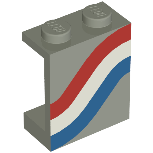 Panel 1 x 2 x 2 Solid Stud with Red/White/Blue Right Print (Light Gray)