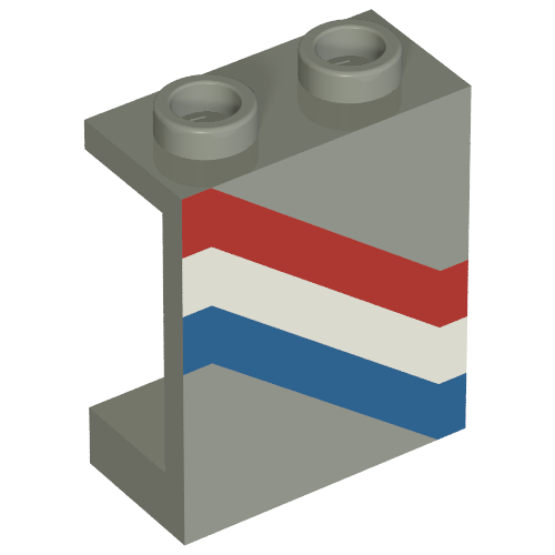 Panel 1 x 2 x 2 with Red, White and Blue Print Left, Hollow Studs (Light Gray)