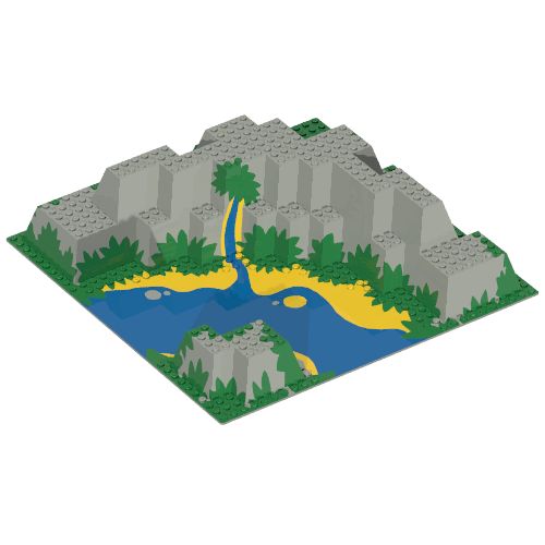 Baseplate Raised 32 x 32 Canyon with Blue and Yellow Stream Print (Light Gray)