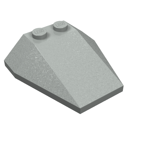 Brick Wedged, Sloped 4 x 4 Triple, No Stud Notches (Light Gray)