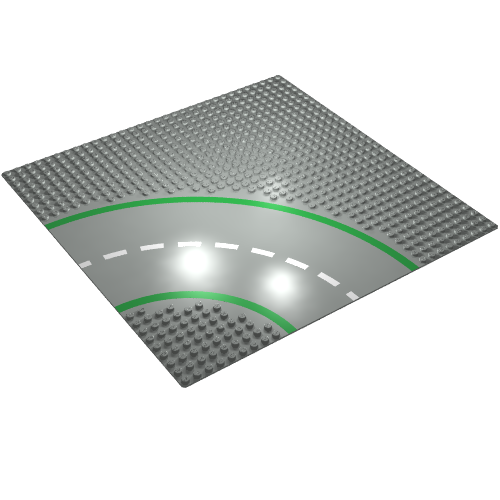 Baseplate 32 x 32 with 9-Stud Curve and Road Print (Light Gray)