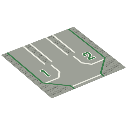Baseplate 32 x 32 with 9-Stud Straight, 3-Lanes and Left '1', Right '2' Print (Light Gray)