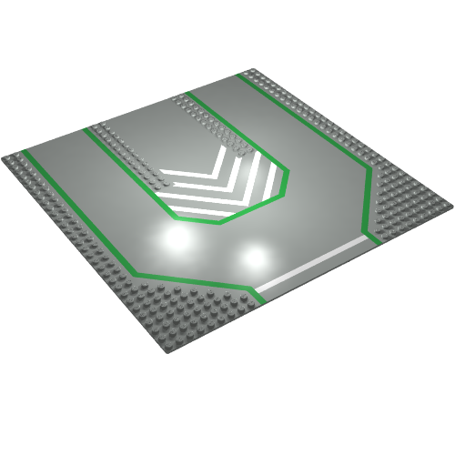 Baseplate 32 x 32 with 9-Stud Straight, 3-Lanes and Chevrons Print (Light Gray)