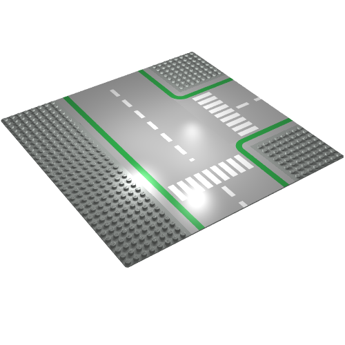 Baseplate 32 x 32 with 8-Stud T Intersection with Road and Crosswalks Print (Light Gray)
