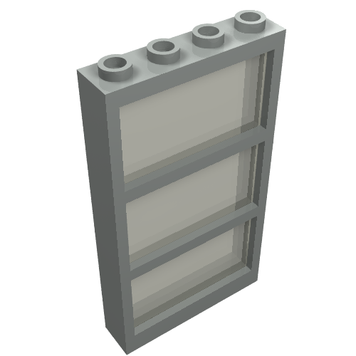 Window 1 x 4 x 6 Frame with 3 Panes, Fixed Glass with Trans-Brown Glass (Light Gray)