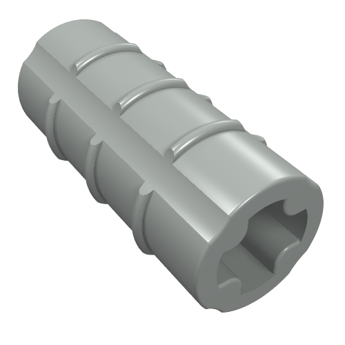 Technic Axle Connector Ridged [with + Hole + Orientation] (Light Gray)