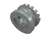 Technic Bush 1/2 Toothed Type II [X Opening] (Light Gray)