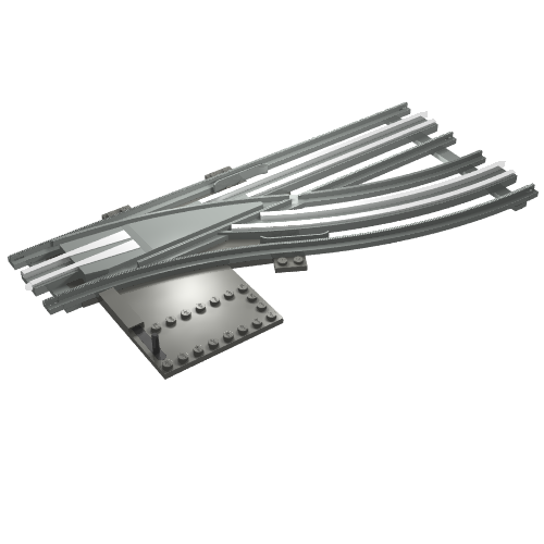 Train Track 12V Switch Point Right, Type 2 - Track Only (Light Gray)