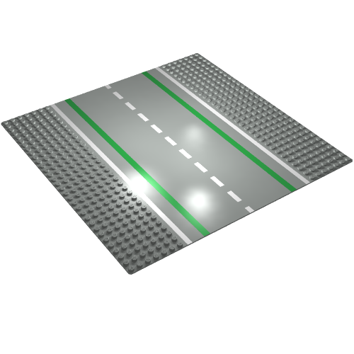 Baseplate 32 x 32 with 7-Stud Straight with Road with White Sidelines Print (Light Gray)