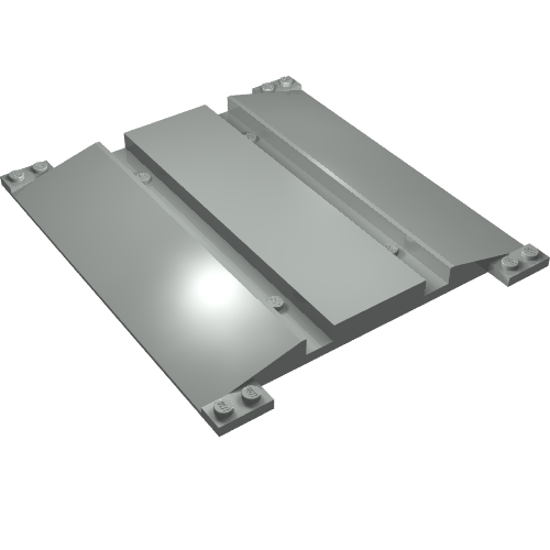 Vehicle Track, Train, Level Crossing Base - Solid Center (Light Gray)