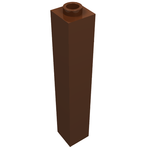 Brick 1 x 1 x 5 with Blocked Open or Hollow Stud (Reddish Brown)