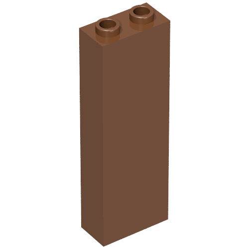 Brick 1 x 2 x 5 with Blocked Open Studs and Bottom Stud Holder with Asymmetric Ridges (Reddish Brown)