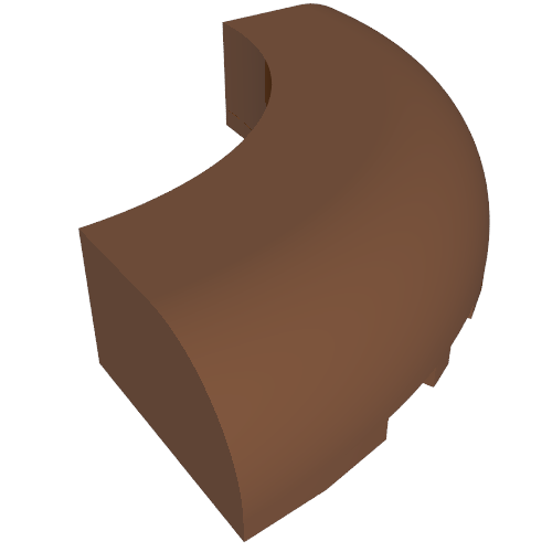 Brick Round Corner 5 x 5 x 1 Curved, Bottom Cut Outs, No Studs, 7 Bottom Tubes (Reddish Brown)
